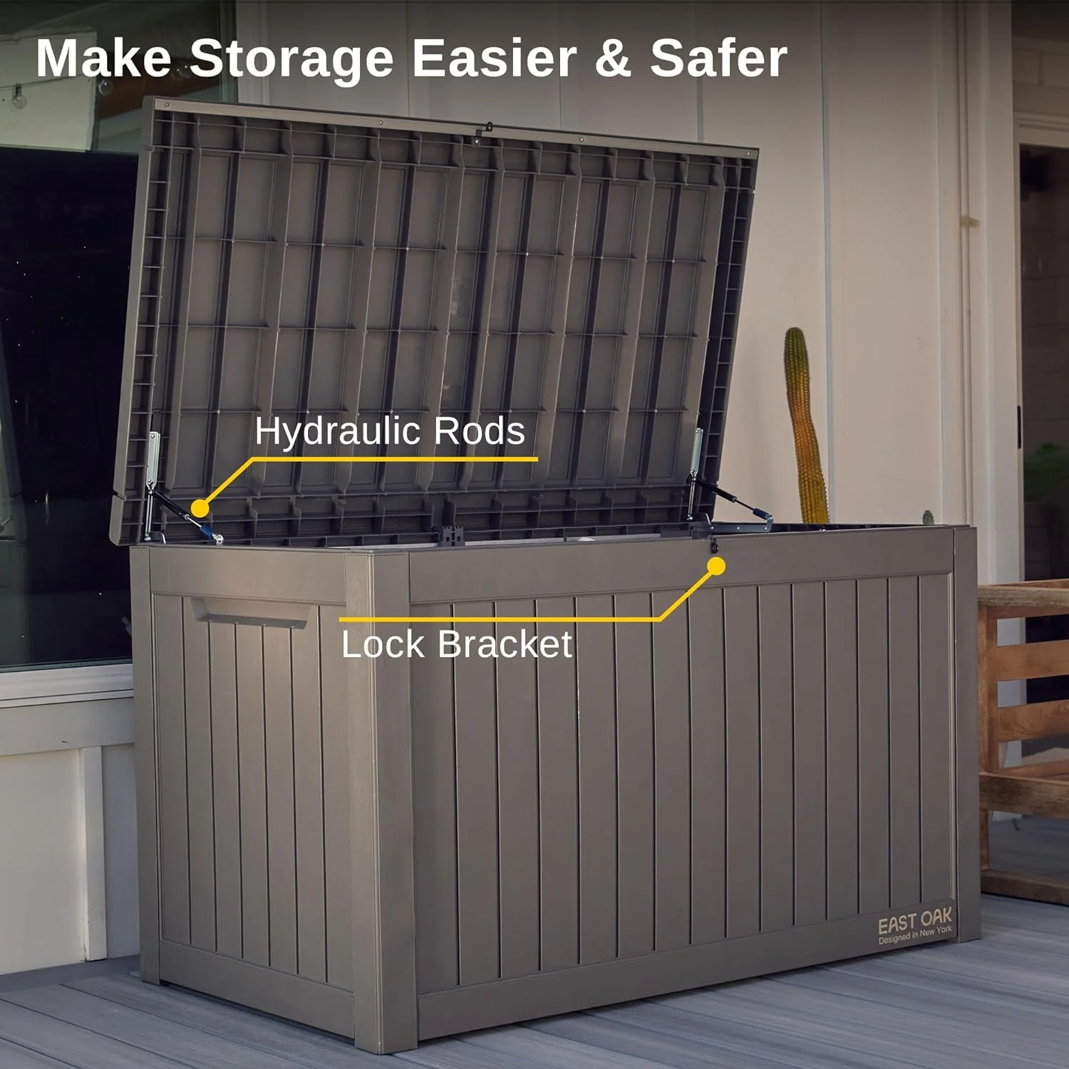 2025 230 Gallon Deck Box, Outdoor Storage Box with Padlock