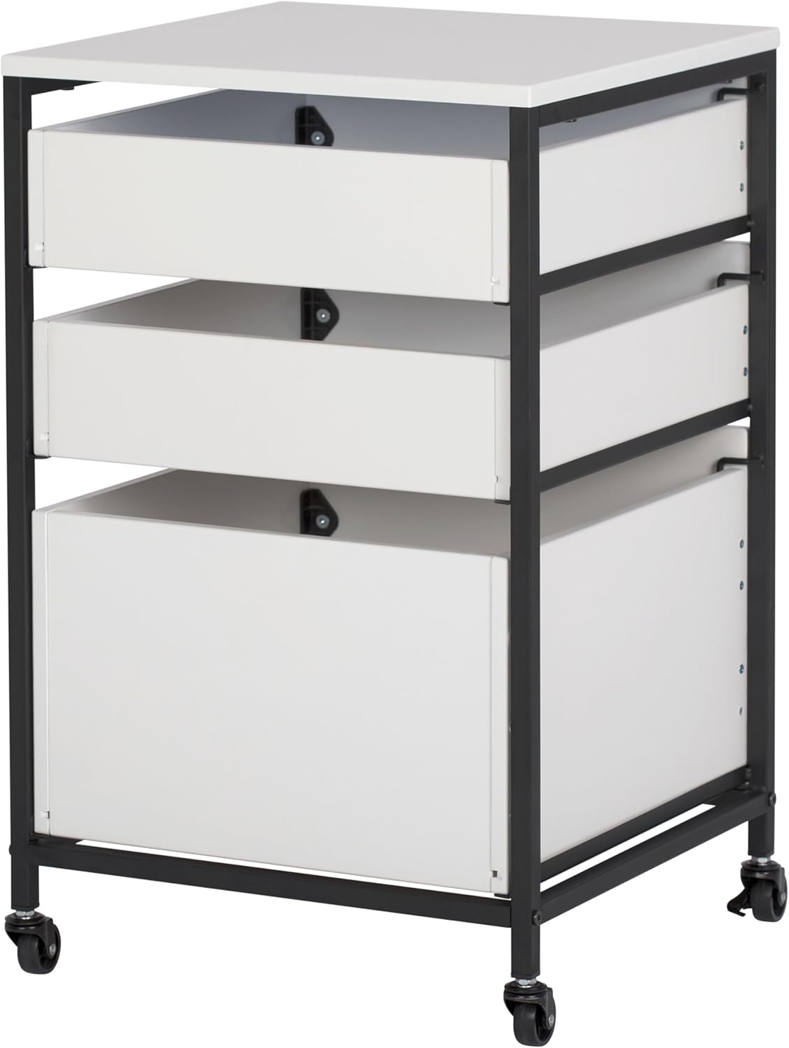 4-layer portable storage organizer box, suitable for bathrooms, kitchens, handicrafts, home offices or laundry rooms. The color is charcoal grey/white.