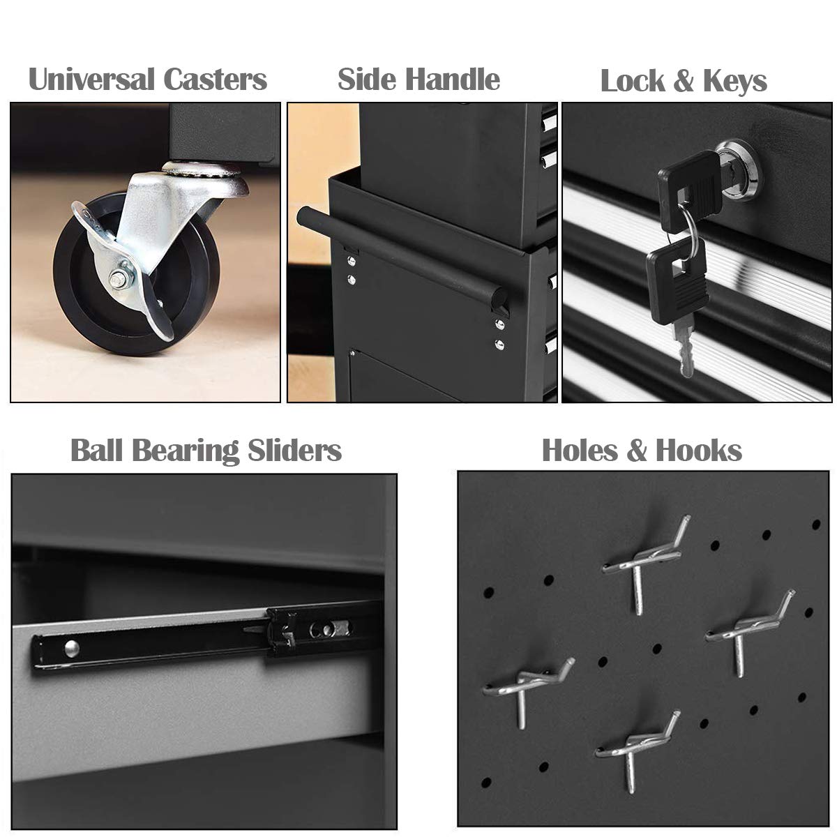 2PCS Rolling Chest, 6-Drawer Set of 2