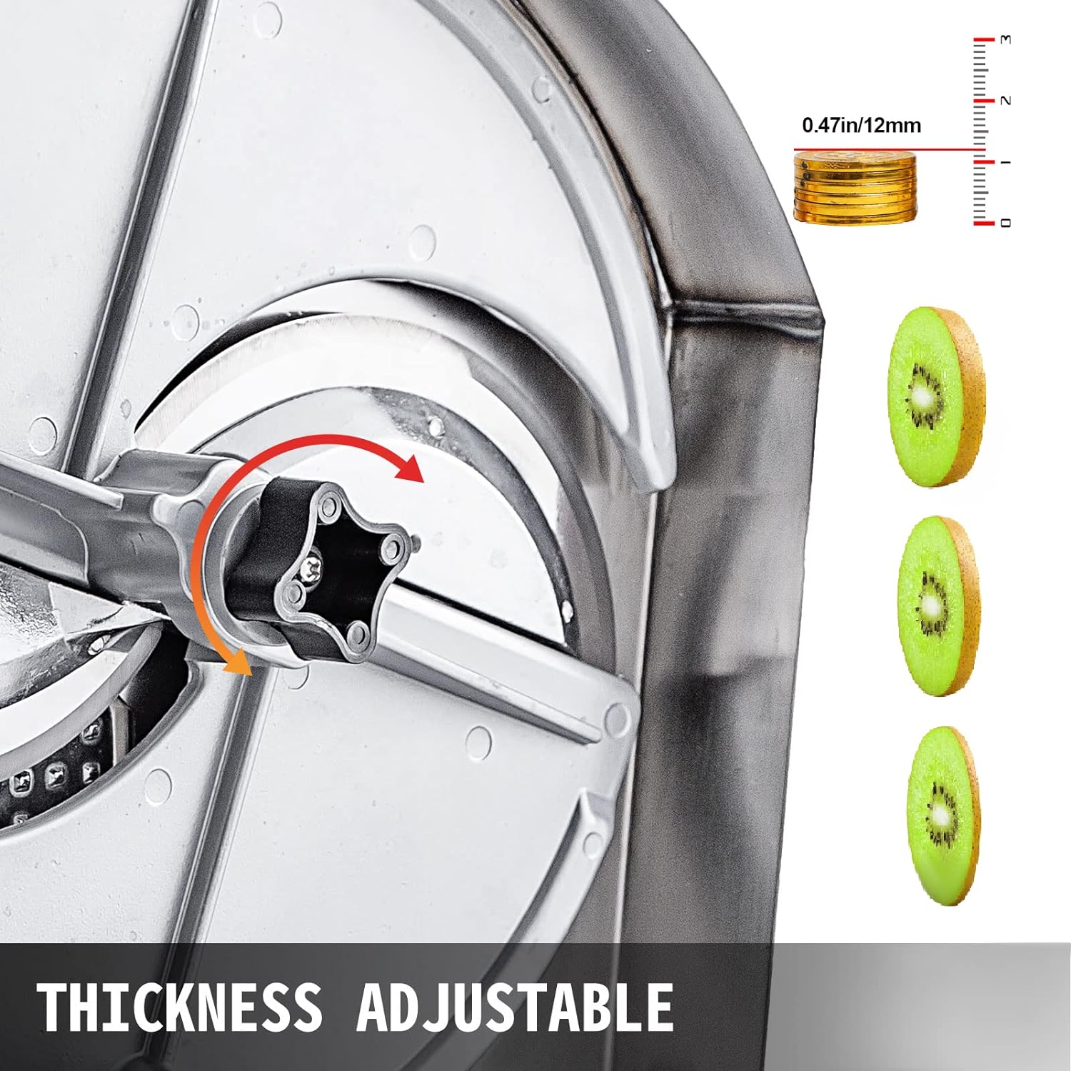 2025 Stainless Steel Commercial Vegetable Slicer, Adjustable 0.2-12mm Thickness, Manual Multifunctional Slicer for Fruits & Vegetables