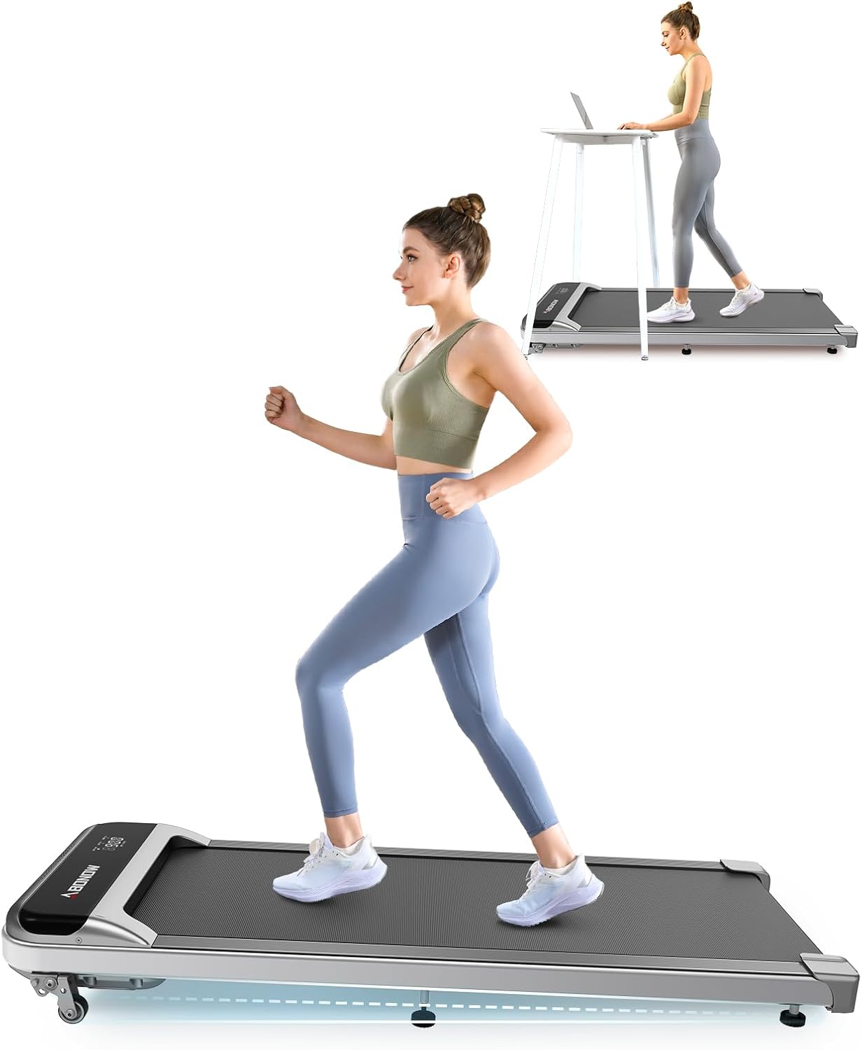 Walking Pad, Under Desk Treadmill with Incline for Home Office 2.5HP Portable Walking Treadmill with 280 Lbs Weight Capacity Walking Machine, Remote Control, LED Display