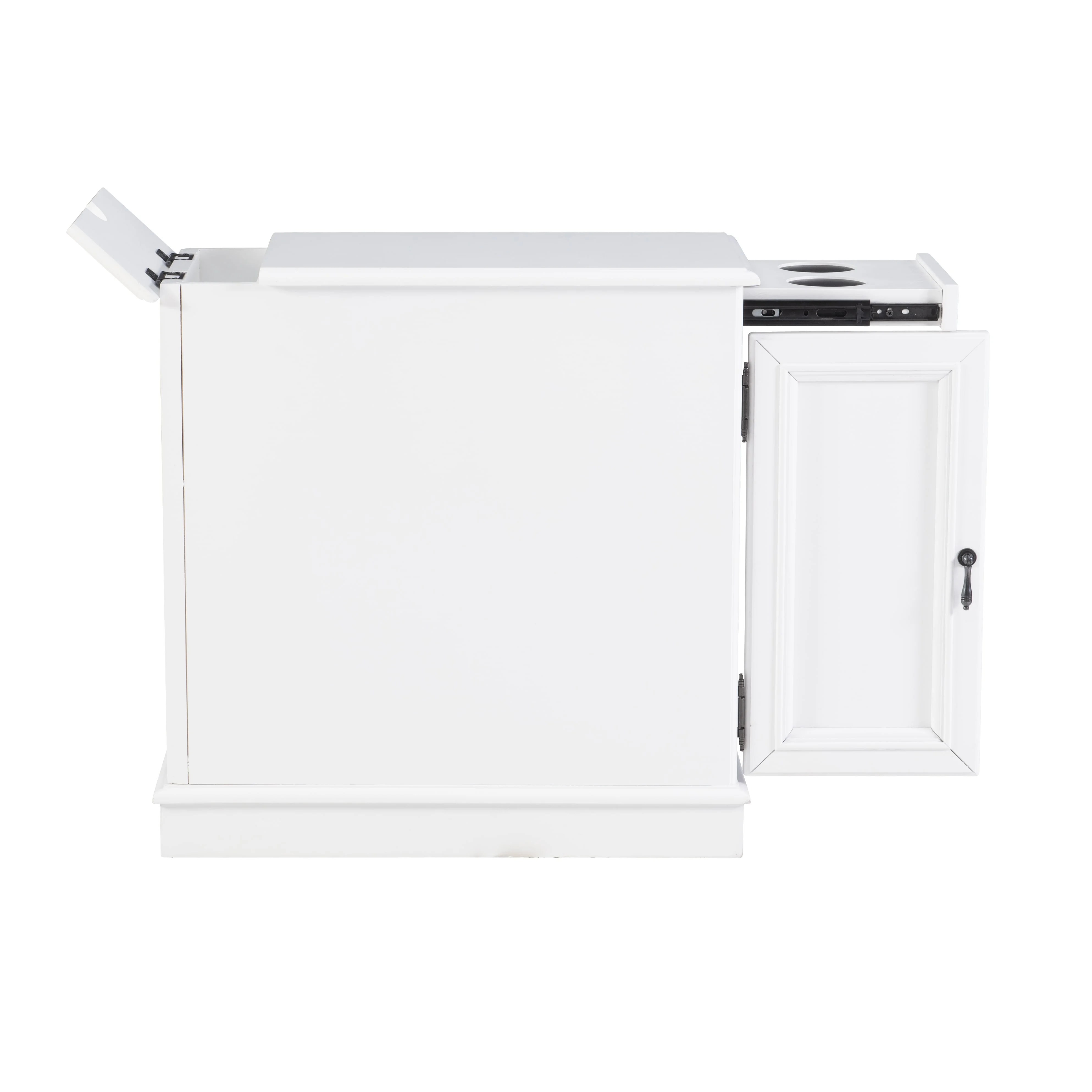 Linon Bartow Wood Multi Function Storage Accent Table Charging Station in White