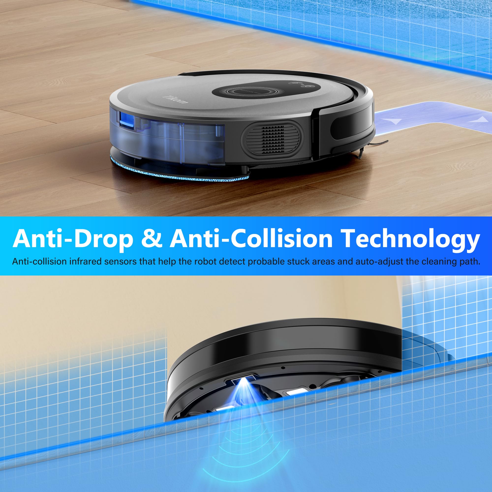 Tikom Robot Vacuum and Mop Combo, 5000Pa Robotic Vacuum Cleaner