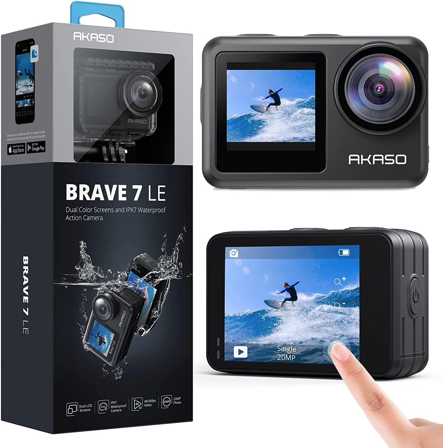 AKASO Brave 7 LE 4K30FPS 20MP WiFi Action Camera with Touch Screen