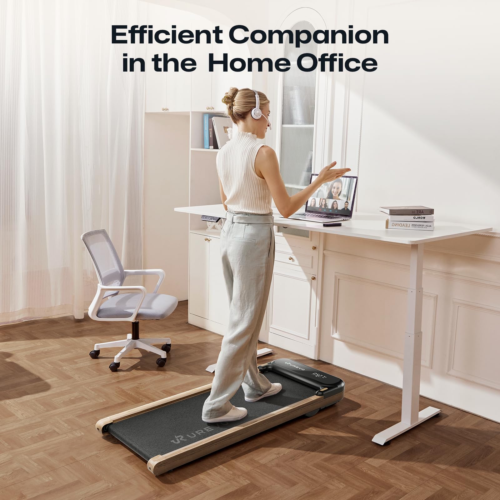 UREVO Smart Walking Pad, Compact Under Desk Treadmill