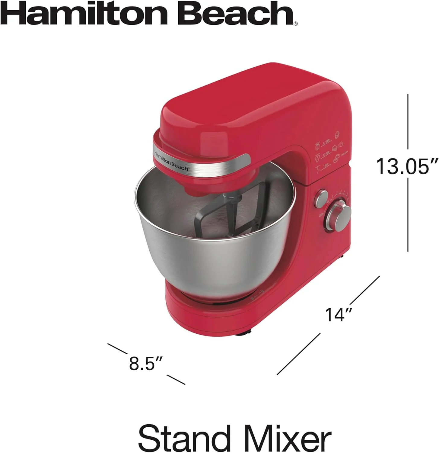 Hamilton Beach Electric Stand Mixer, 4 Quarts, Dough Hook, Flat Beater Attachments, Splash Guard 7 Speeds with Whisk, Black