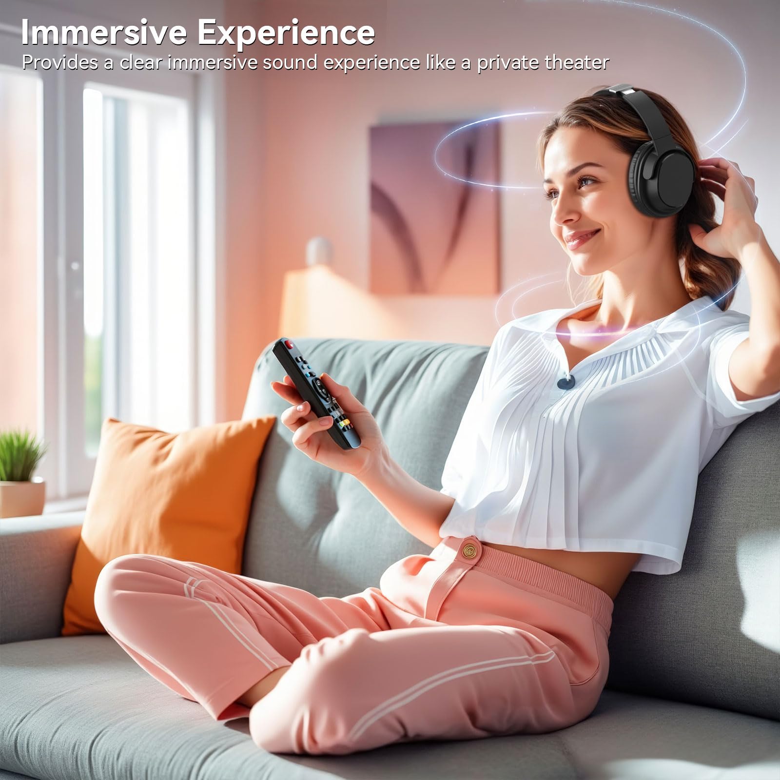 SKYCOMET Wireless TV Headphones with Transmitter Charging Base