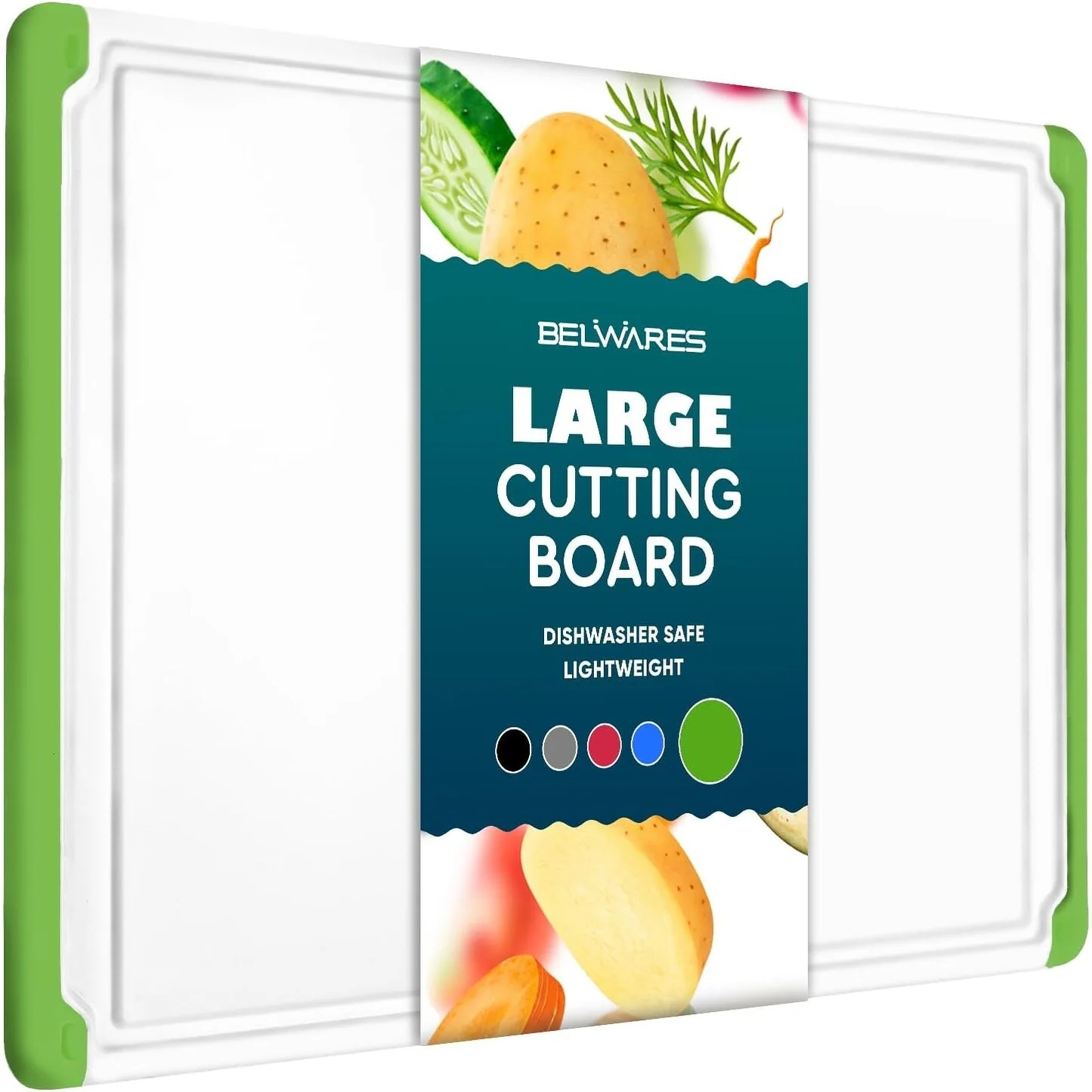 Plastic Cutting Boards - Large 18 x 12 Inch Rubber Cutting Board with Juice Grooves, Non-Slip, Dishwasher Safe Cutting Boards