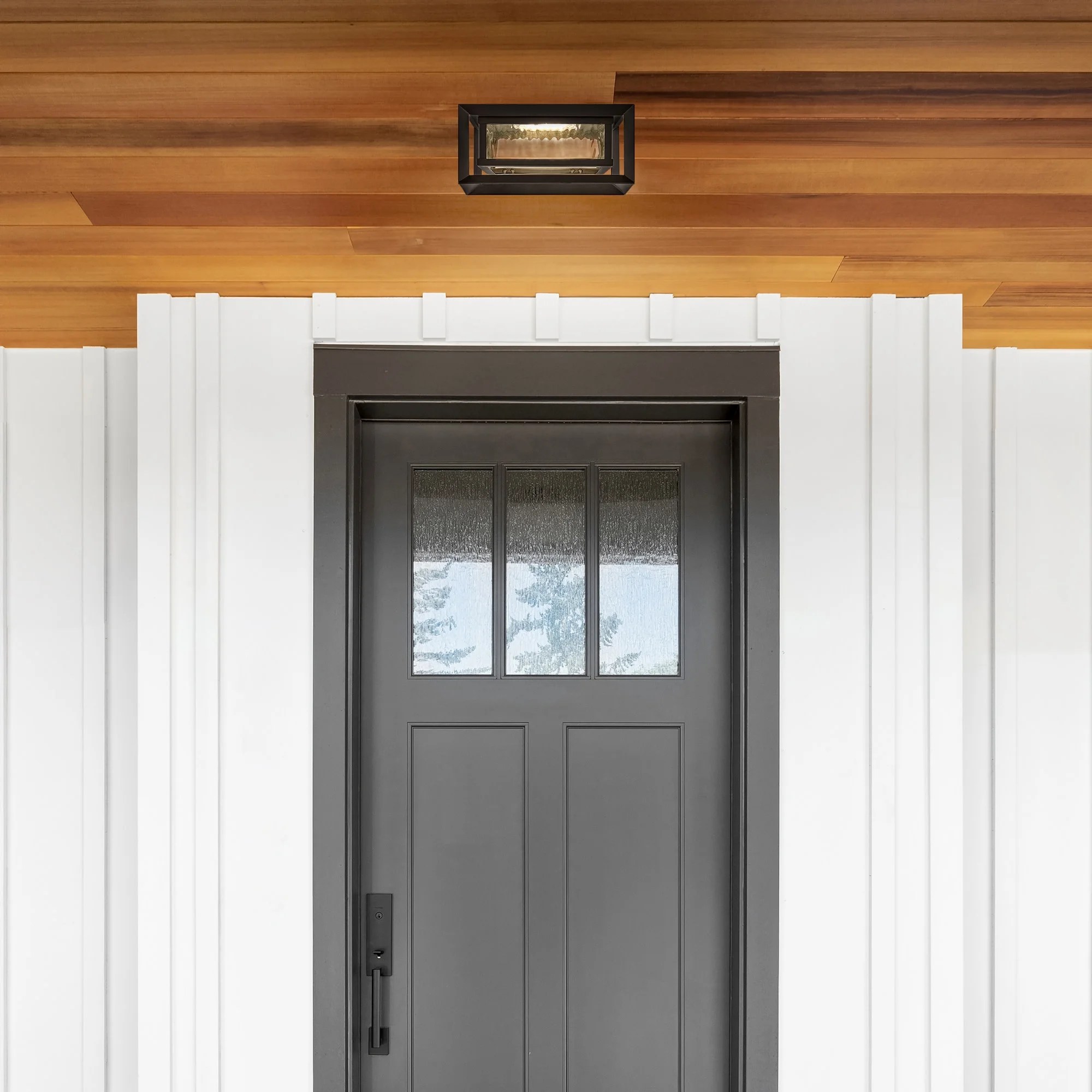 Design House 589234-BLK Hartbrook Outdoor LED Ceiling Light with Clear Glass for Porch Entryway Patio, Matte Black