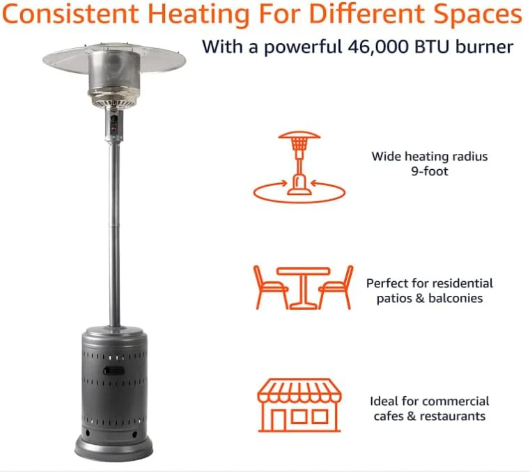 2025 46,000 BTU Outdoor Propane Patio Heater