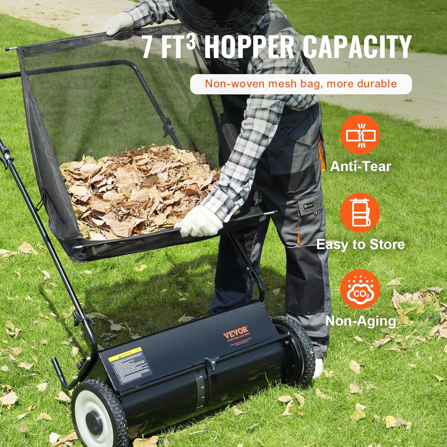 2025 Heavy Duty Steel 26 Inch Collector Push Lawn Sweeper