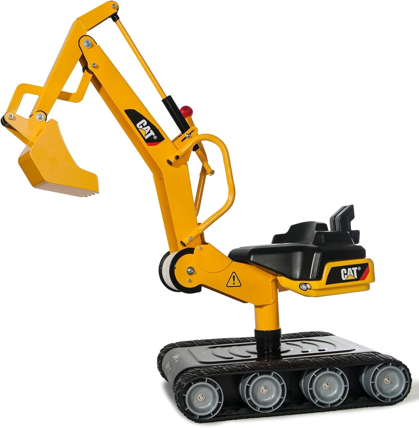 The building vehicle riding toy with a traction pedal and a 360-degree metal excavator is suitable for children over 3 years old.