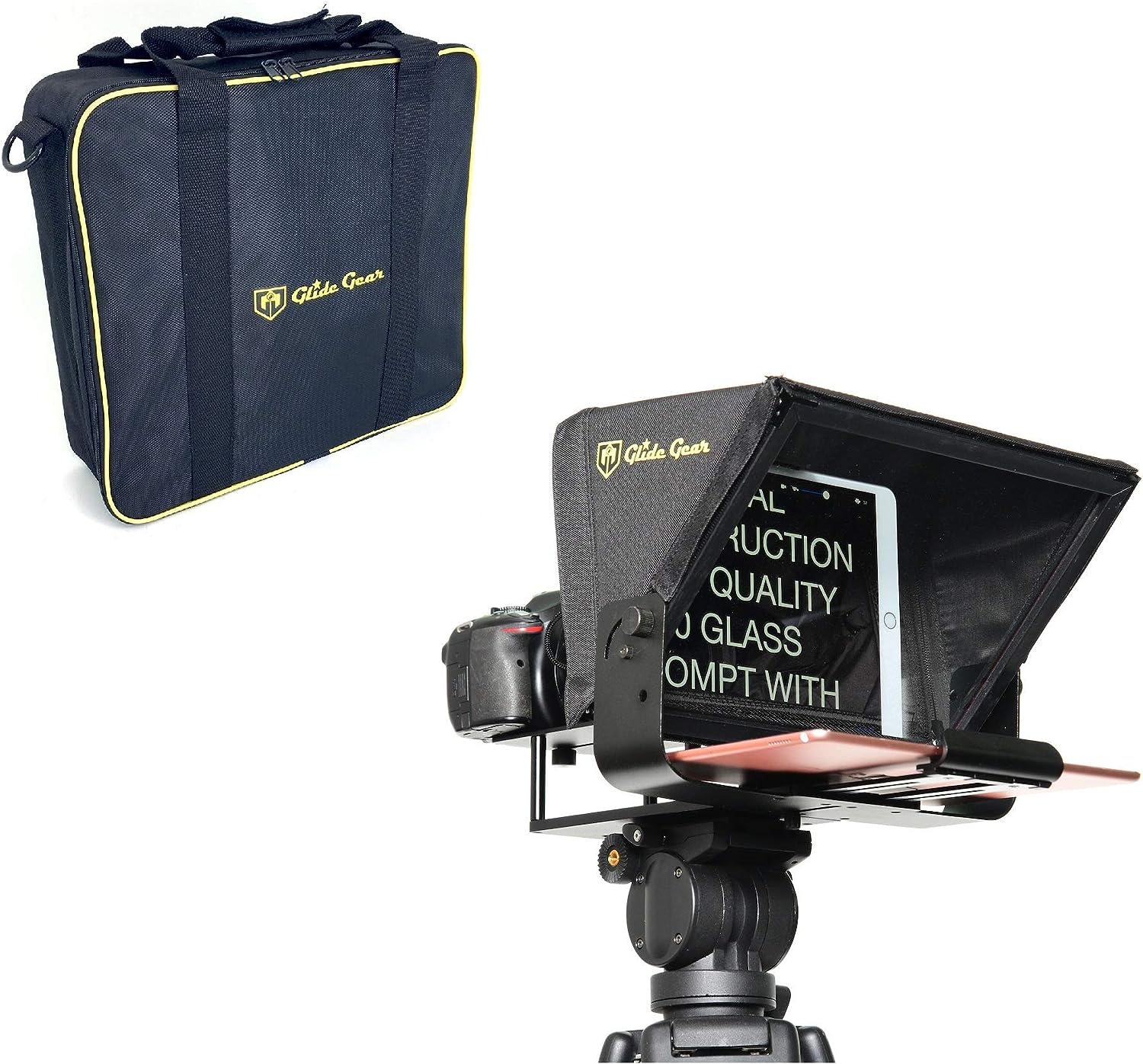 2025 Glide Gear TMP100 Adjustable Teleprompter Beam Splitter 70/30 Glass w/ Carry Case