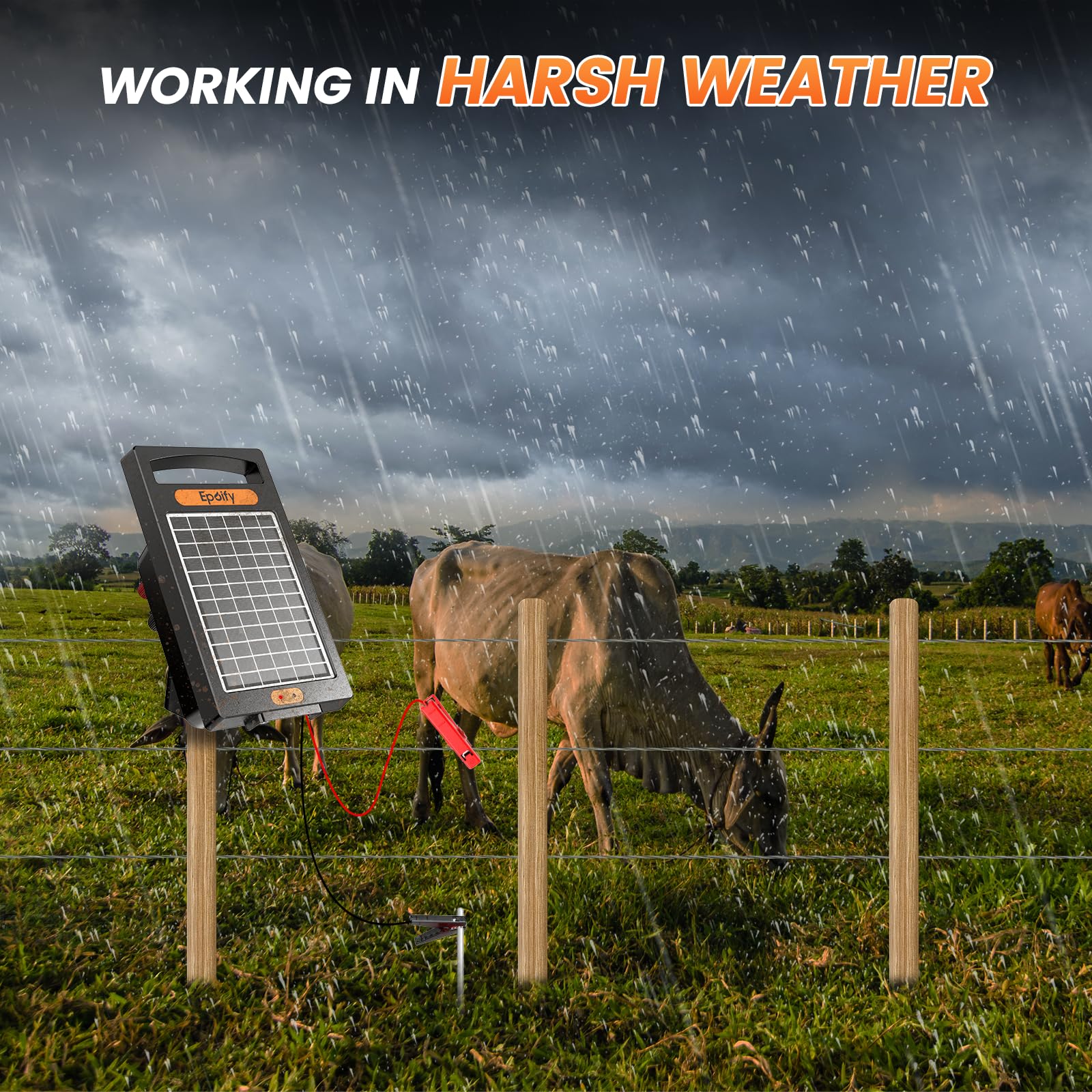 Epoify 24 Hour Solar Electric Fence Charger, Up to 10200v Output Range