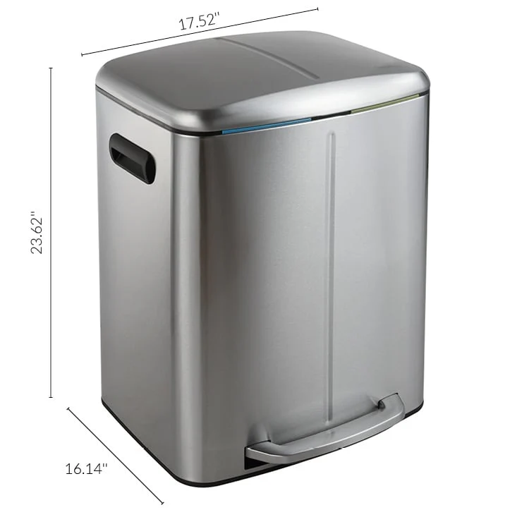 happimess 10.6-Gallon Double Bucket Trash Can with Soft Close Lid