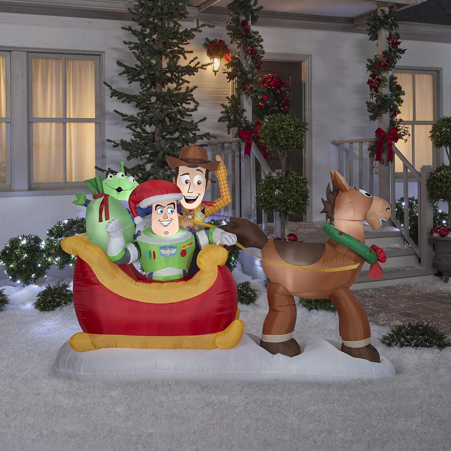2025 Inflatable Toy Story with Sleigh Disney Christmas Inflatable Scene