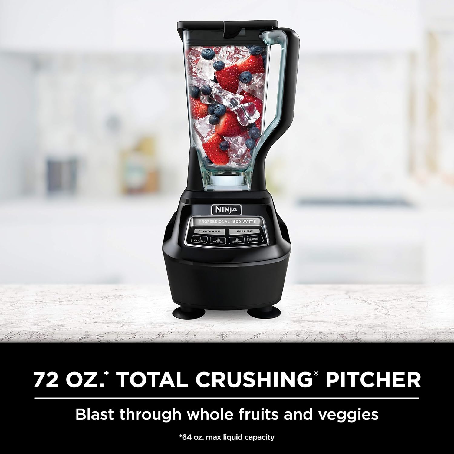 2025 BL770 Mega Kitchen System, 1500W Blender & Processor, 72oz Pitcher, 64oz Bowl, 16oz To-Go Cups, Black