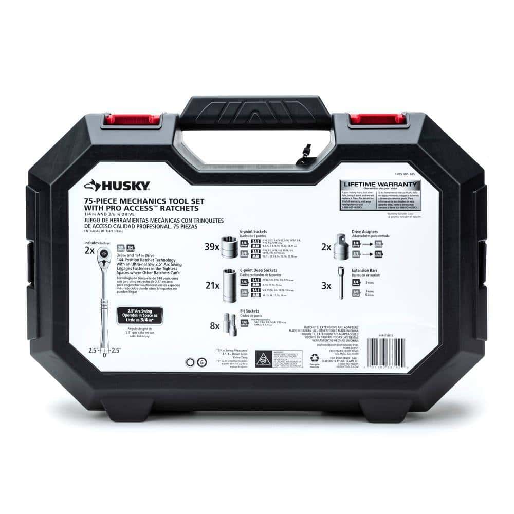 144-Position 1/4 in. and 3/8 in. Drive Mechanics Tool Set (75-Piece)