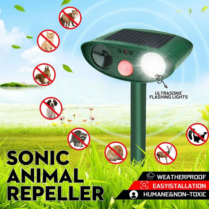 Solar Powered Ultrasonic Deer Repeller, Pack Of 4