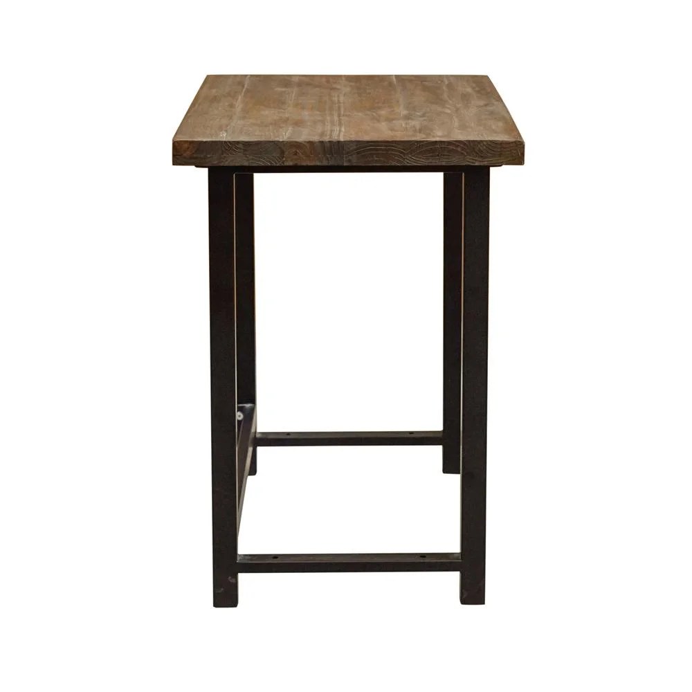 Alaterre Furniture Pomona 32 in. Compact Writing Desk with Solid Wood Top and Metal Frame – Rustic Industrial Style Small Home Office Desk, Natural