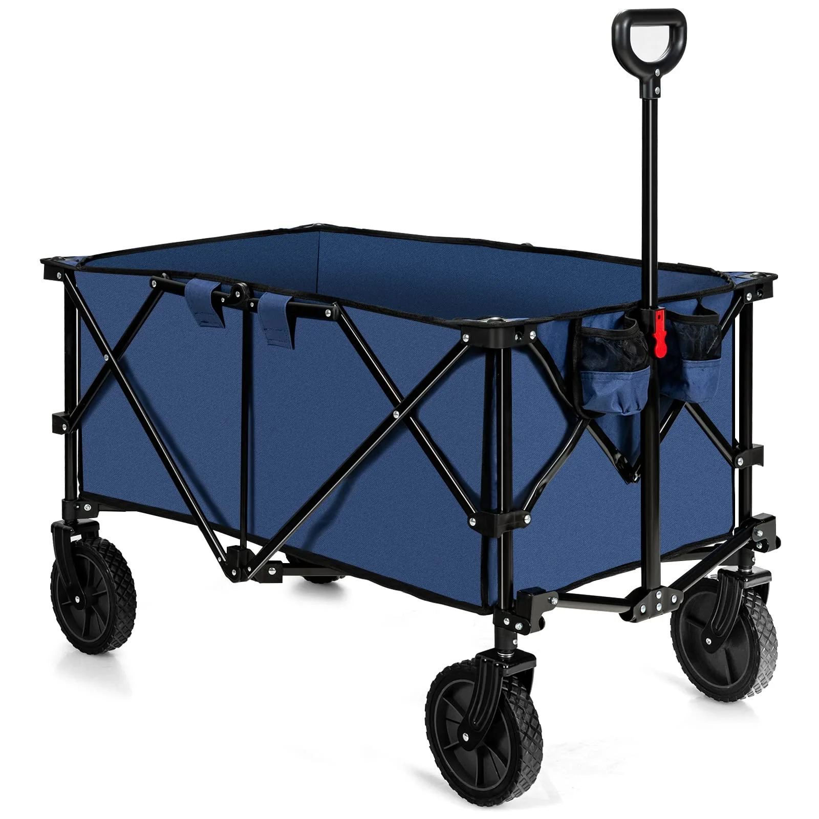 Collapsible Wagon, Folding Utility Wagon Cart w/Universal Wheels & Adjustable Handle & Cover Bag
