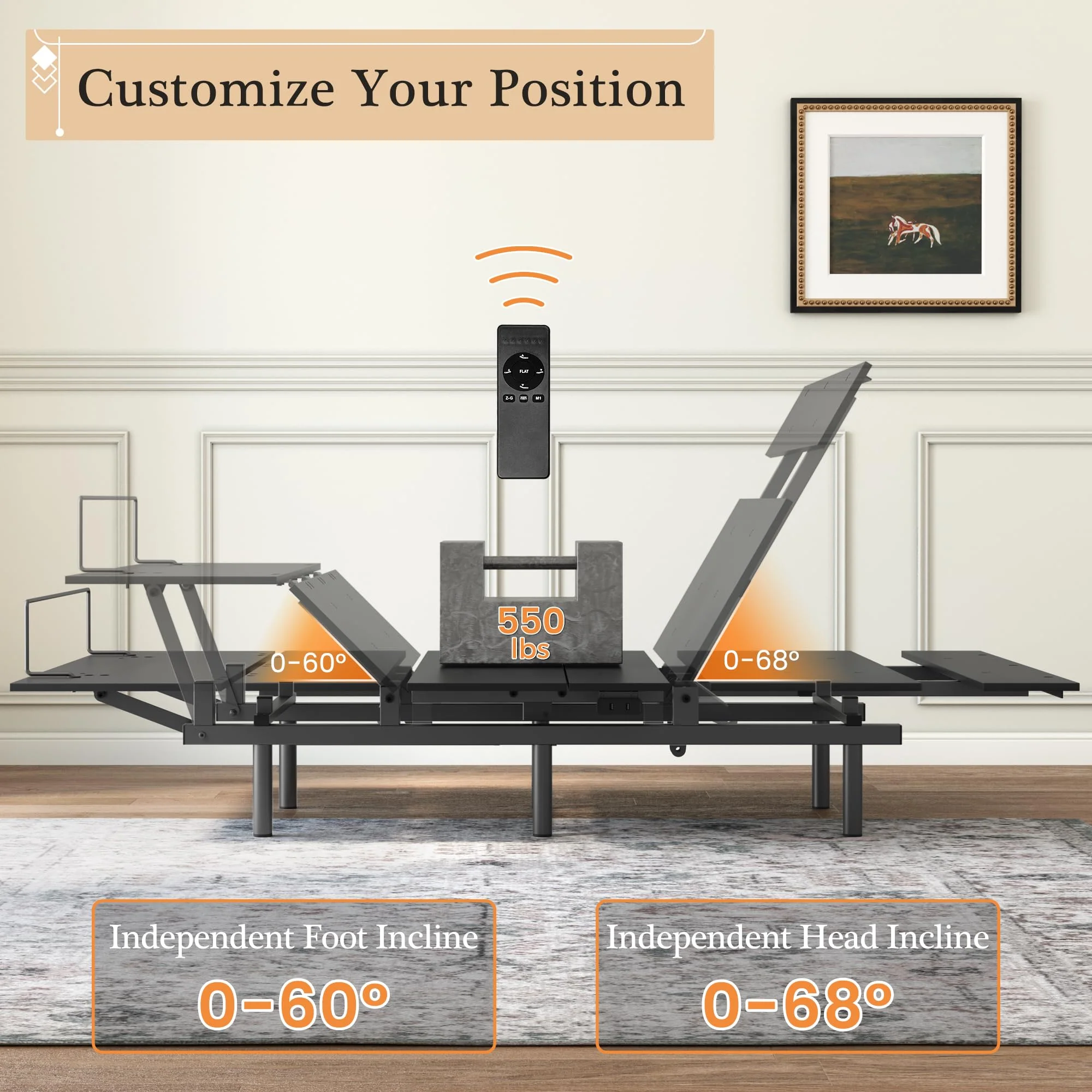 Adjustable Bed Frame -Wireless Remote -Memory Function -Adjustable Bed Base -Head and Foot Lift Incline -Zero Gravity -Quiet Motorfor Lying Down, Reading, Watching TV,Fatigue,Backache[Twin]
