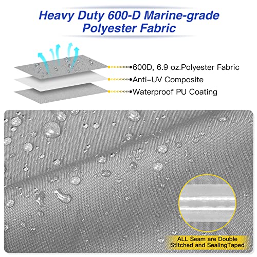 Fuprosico 600D Waterproof Winter Boat Cover with Motor Cover 17-19 ft Fits Bass Boat