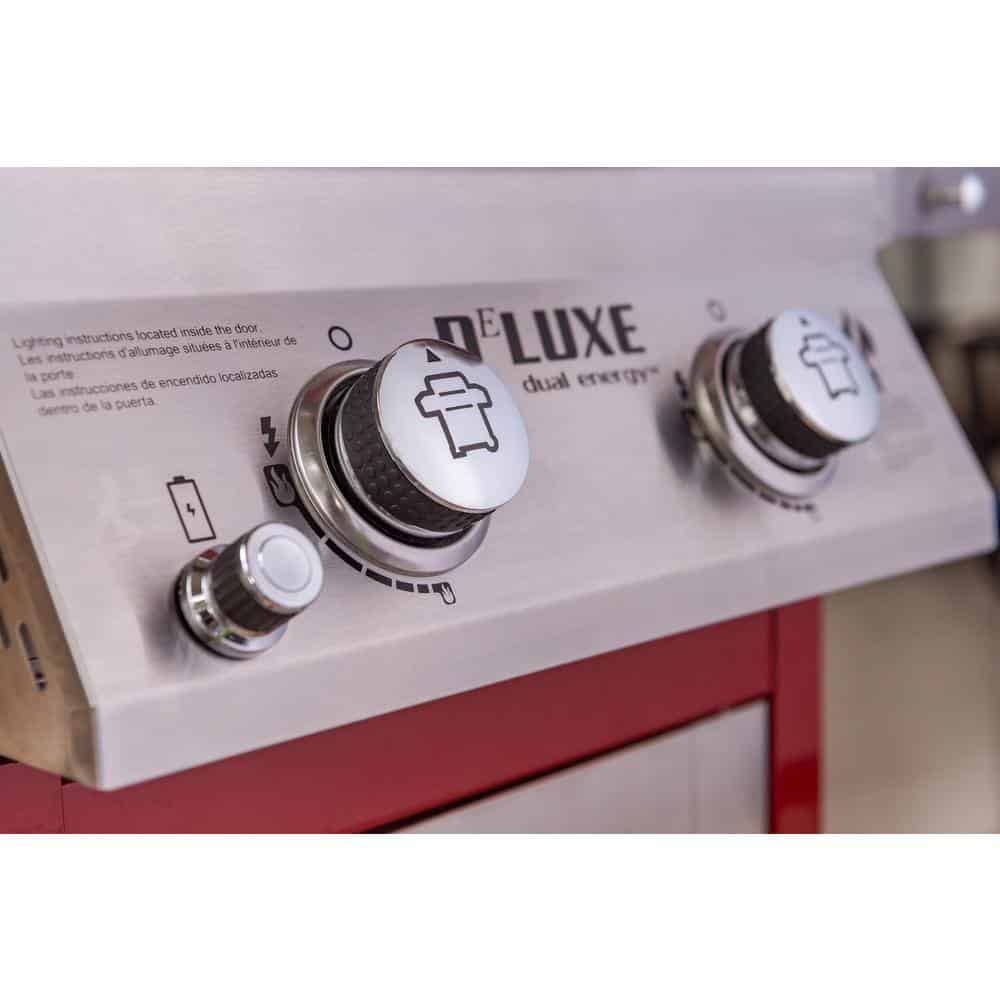 2-Burner Propane Gas Grill, Red – Stainless Steel, 28,000 BTUs, Compact Design