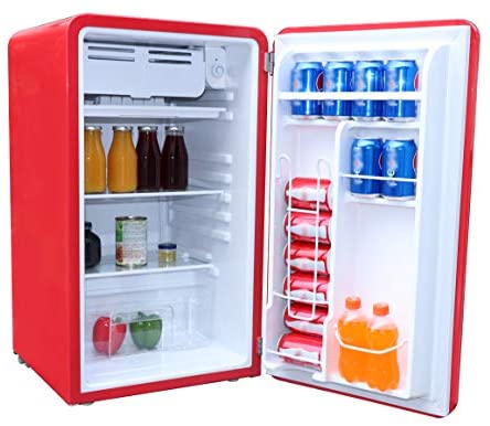 FRIGIDAIRE EFR372-BLACK 3.2 Cu Ft Black Retro Compact Rounded Corner Premium Mini Fridge