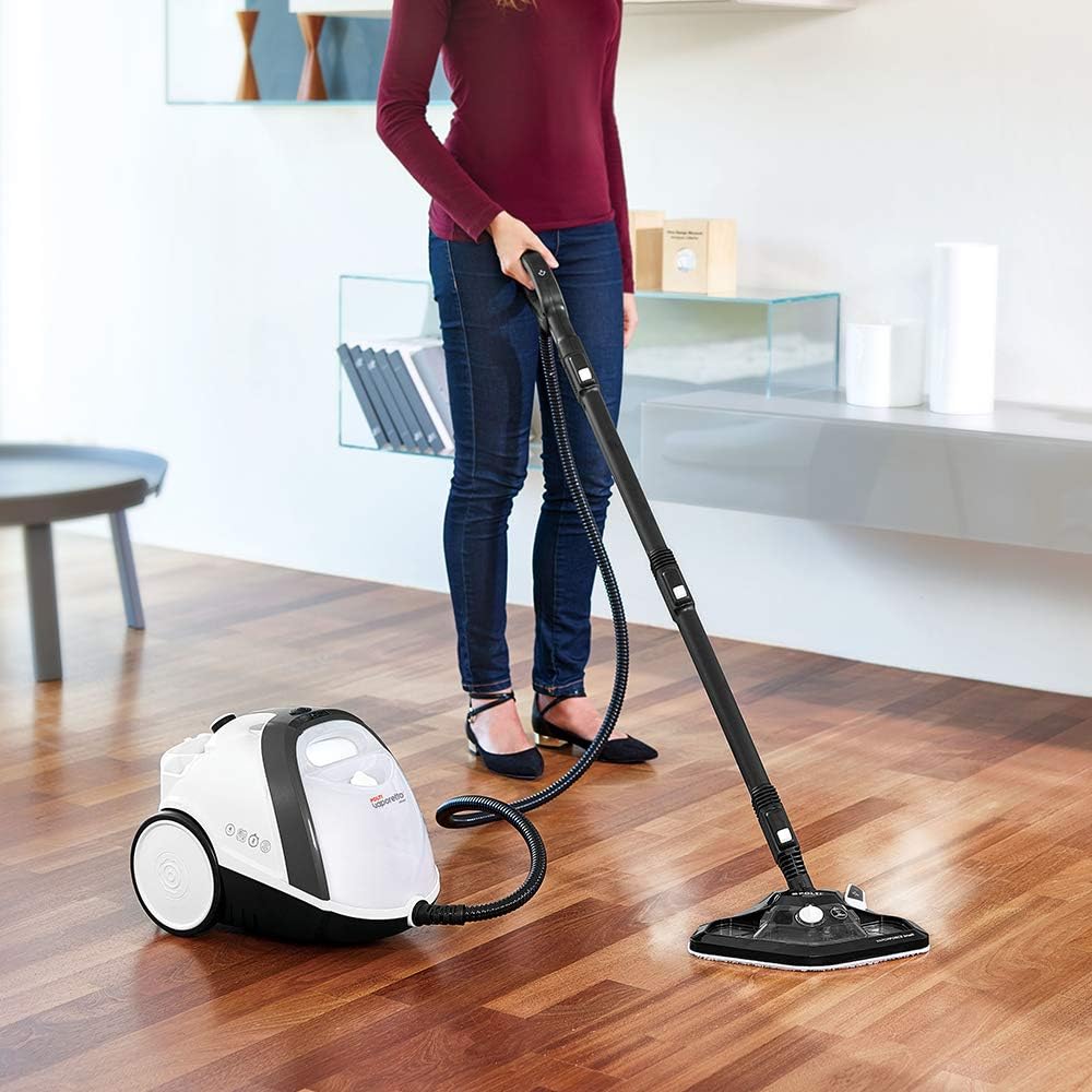 POLTI 8012628 Vaporetto   100 T Dampfreinigungsgert mit 4 Bar, ttet und beseitigt 99,99 Prozent Viren, Keime und Bakterien, Weiss/Türkis Metallic, Wassertankkapazitt 2 l, Dampfmenge 110 g/Min