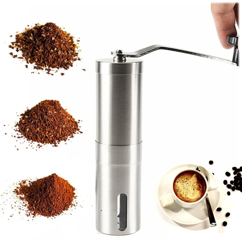 Portable Stainless Steel Coffee Grinder with Manual Crank