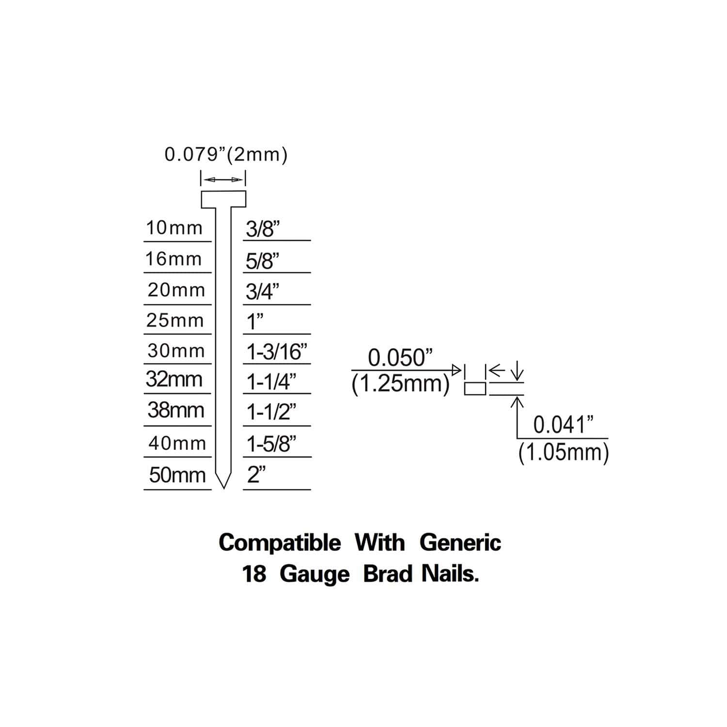 2-in 18-Gauge Pneumatic Brad Nailer