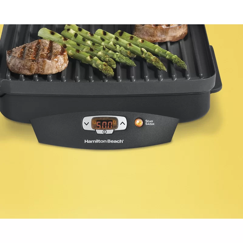 25331 Steak Lover s 100 sq. in. Black Indoor Grill with Lid