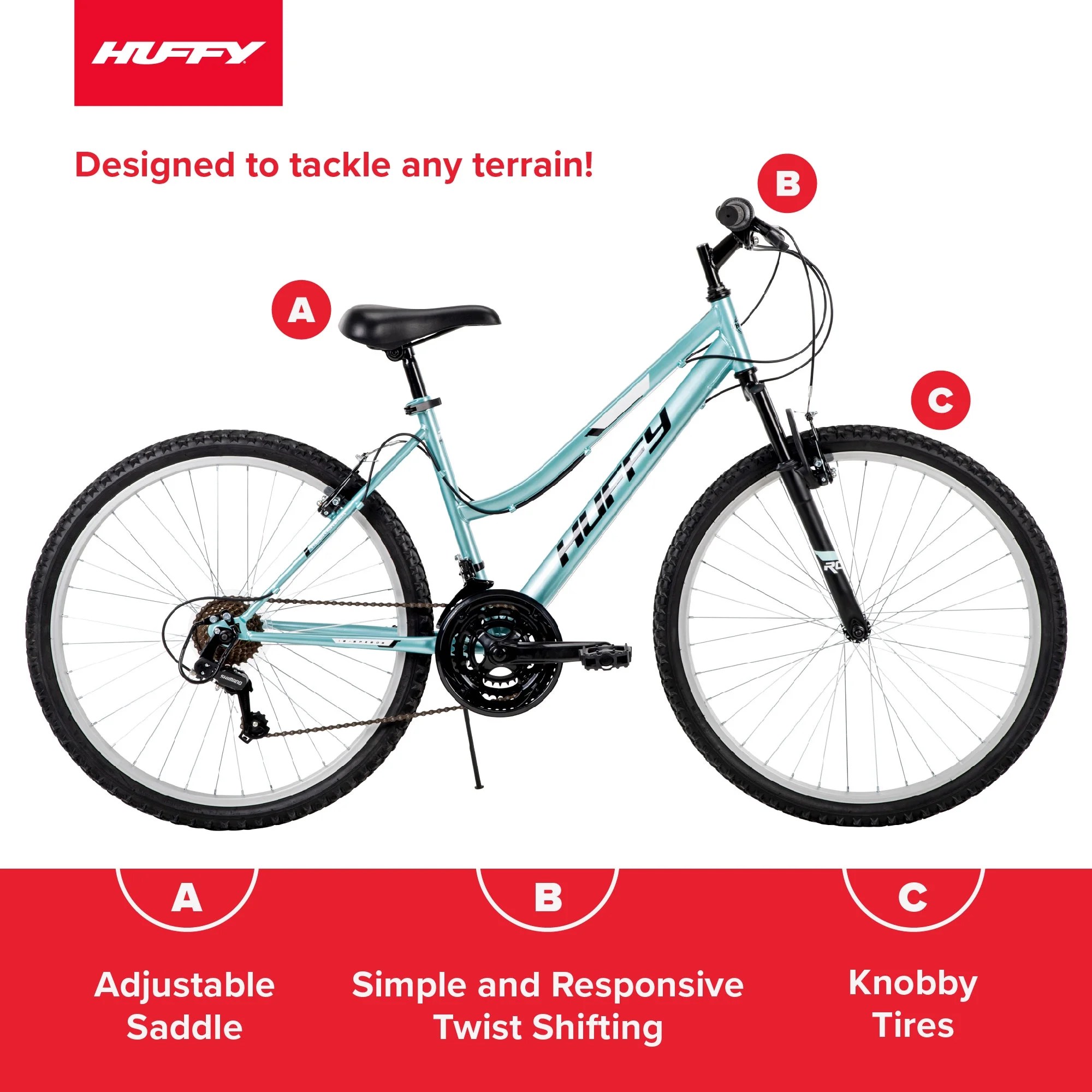 Huffy 26′′ Rock Creek Mountain Bike, Fits Riders 5’0′′+, Mint, Adult, Women’s