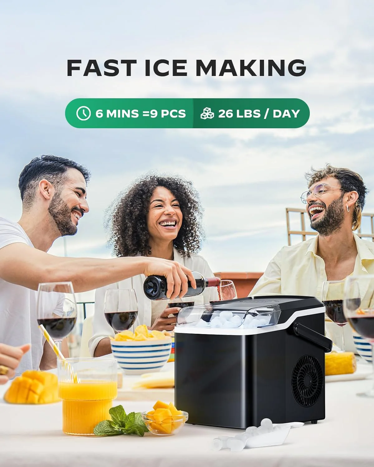 Nugget Ice Maker Countertop Pebble Ice Maker with Soft Chewable Ice