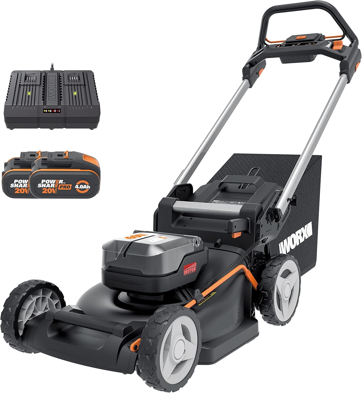Worx Nitro 34 cm Akku-Rasenmher, Elektrischer Rasenmher, WG779E, 40 V PowerShare PRO 2 STK. 2,5 Ah Akku (Akkus & Ladegert inklusive)
