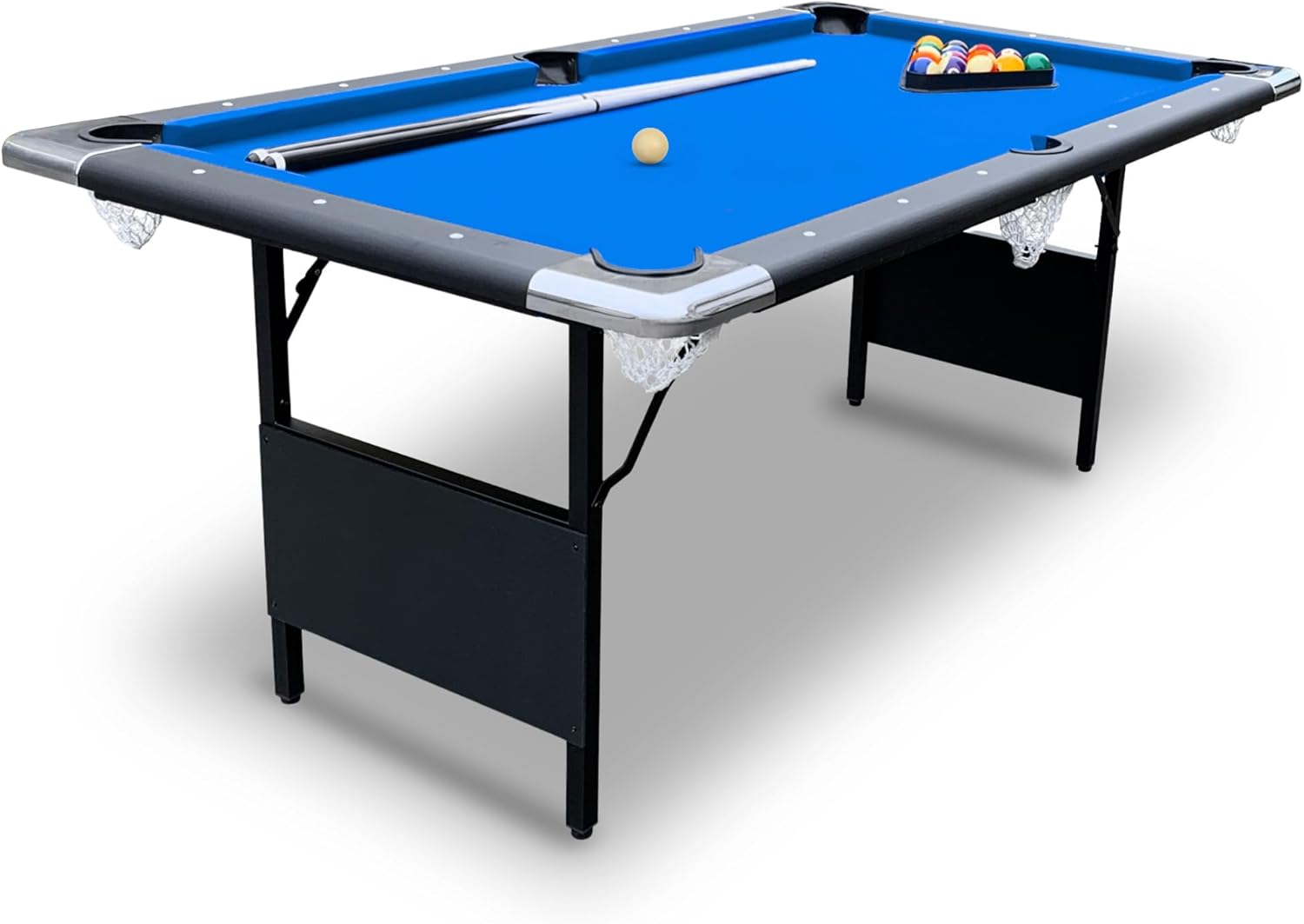2025 Hathaway Fairmont 6 Ft Portable Pool Table, Adults Folding Billiards Tables for Game Room with Easy Foldable Storage, Includes Full Set of Billiard Balls, Cues, Chalk & Brush