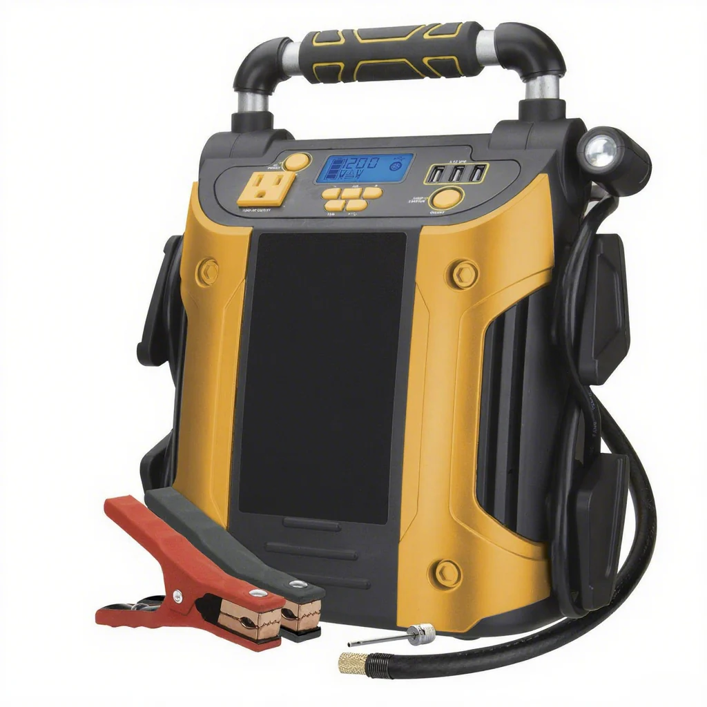 Jump Starter, Power Station, 1200 Peak Battery Amps with 500W Inverter and 120 PSI Compressor