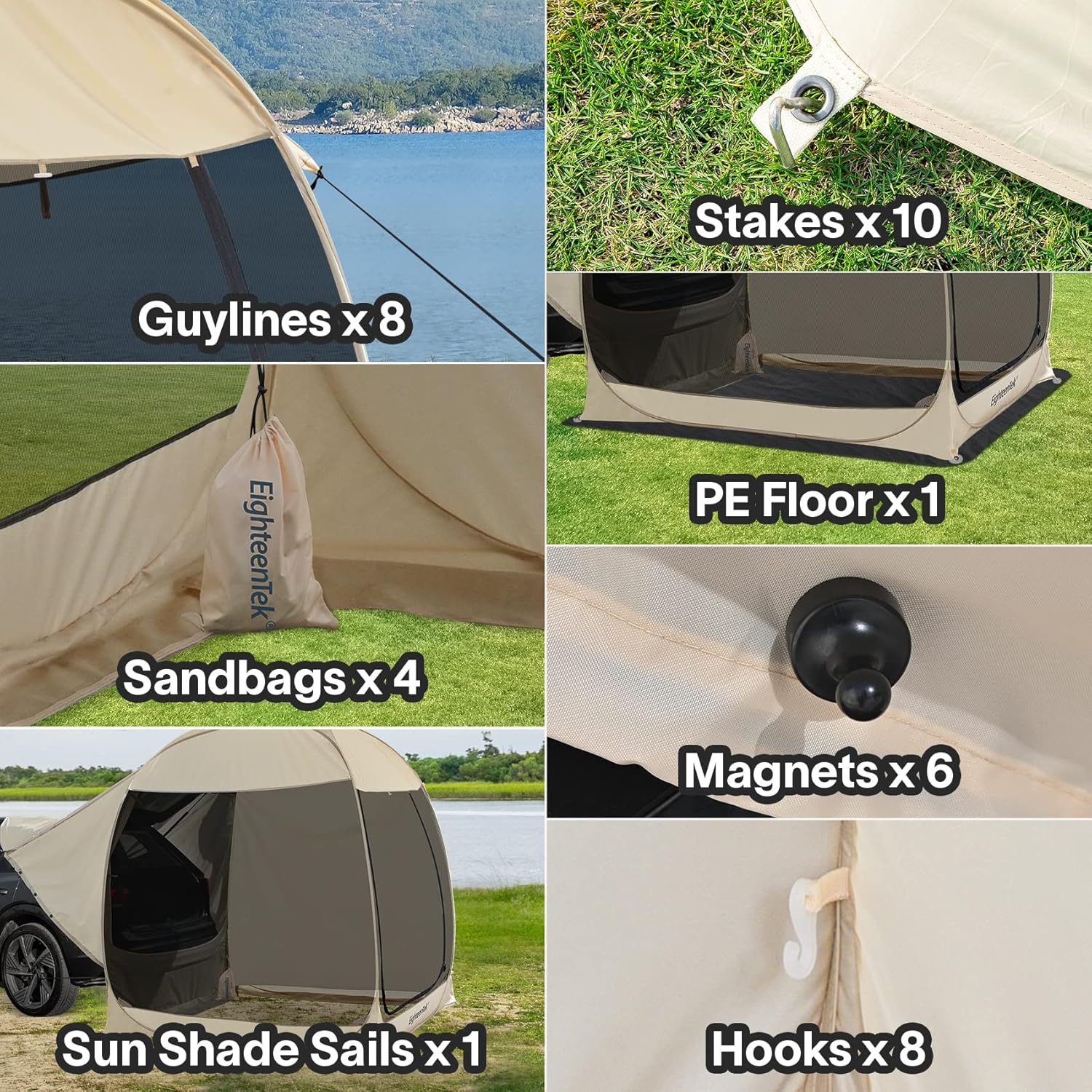 EighteenTek Tents Trunk tent suv car tent pop up automatically