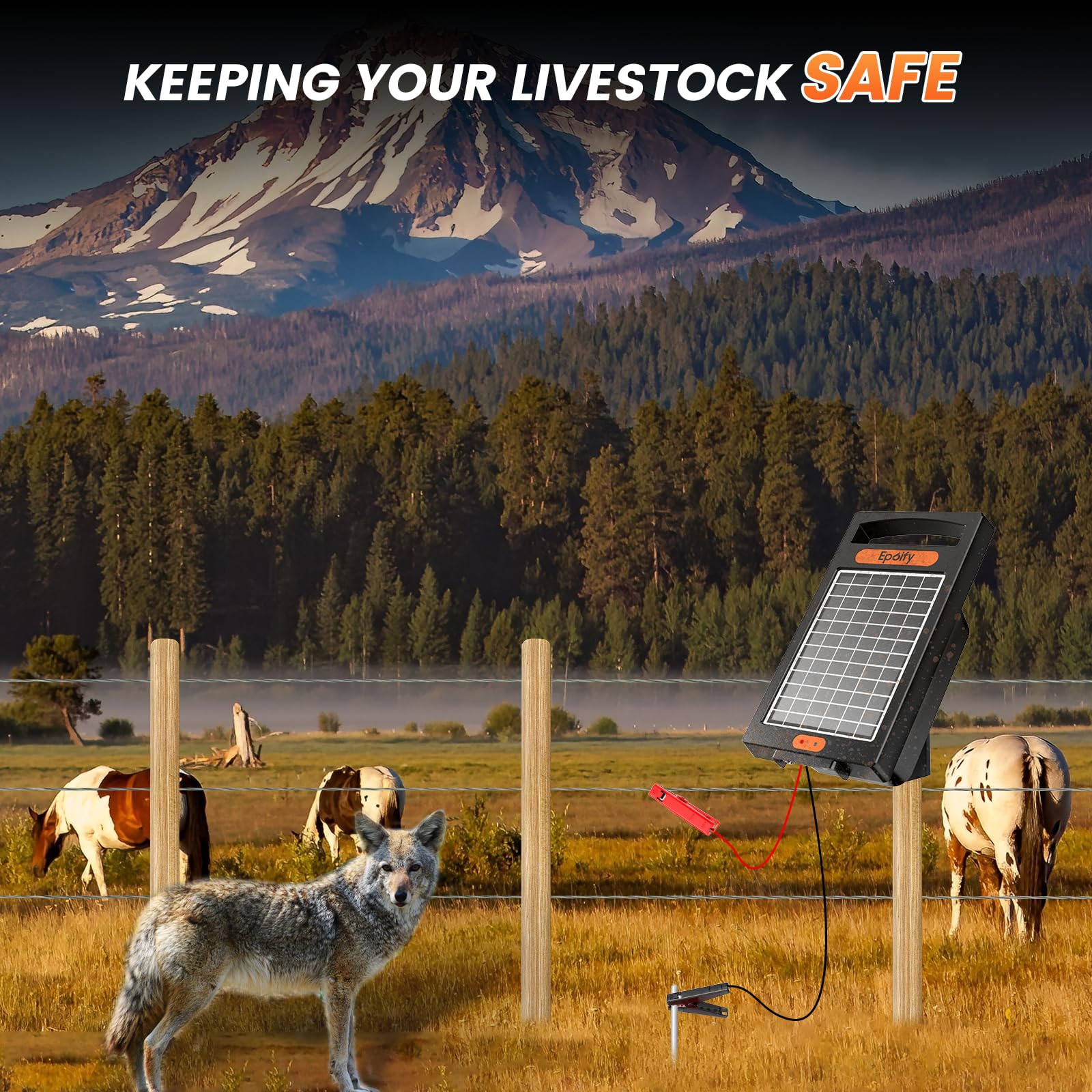 Epoify 24 Hour Solar Electric Fence Charger, Up to 10200v Output Range