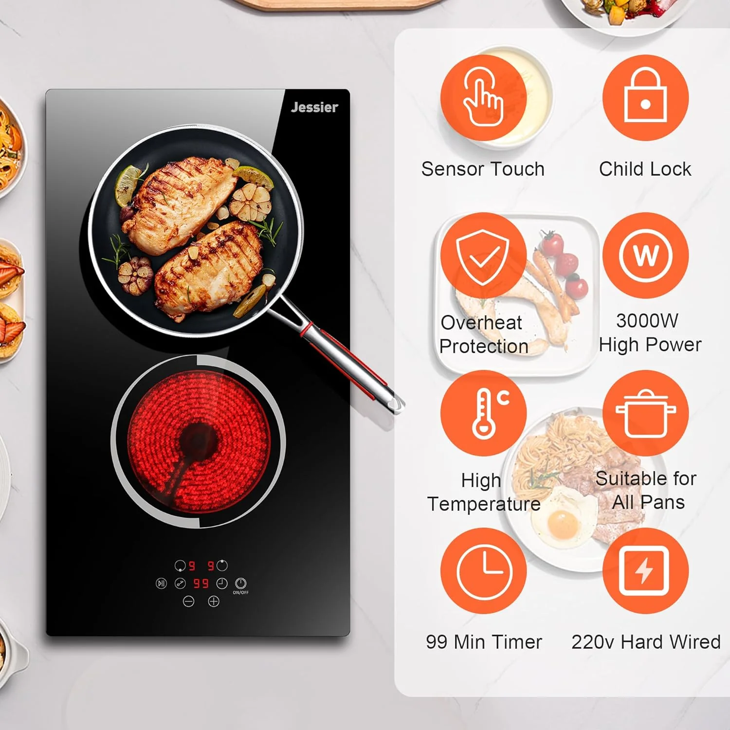 Electric Cooktop 30 Inch - 5 Burners Built-in Ceramic Cooktop, 30