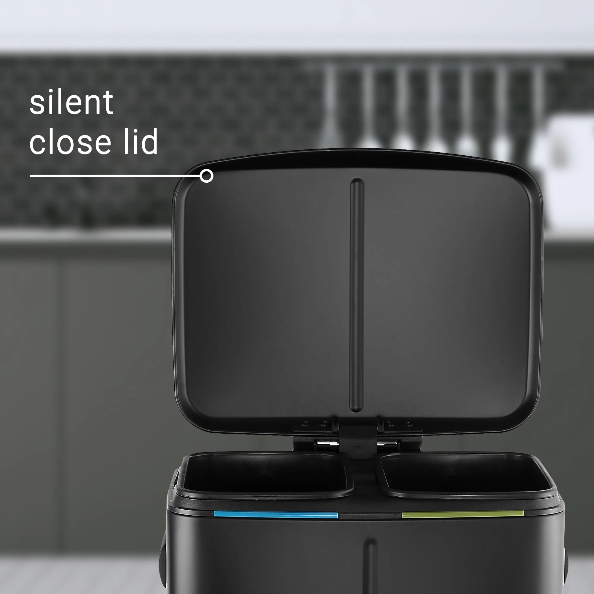 happimess 10.6-Gallon Double Bucket Trash Can with Soft Close Lid