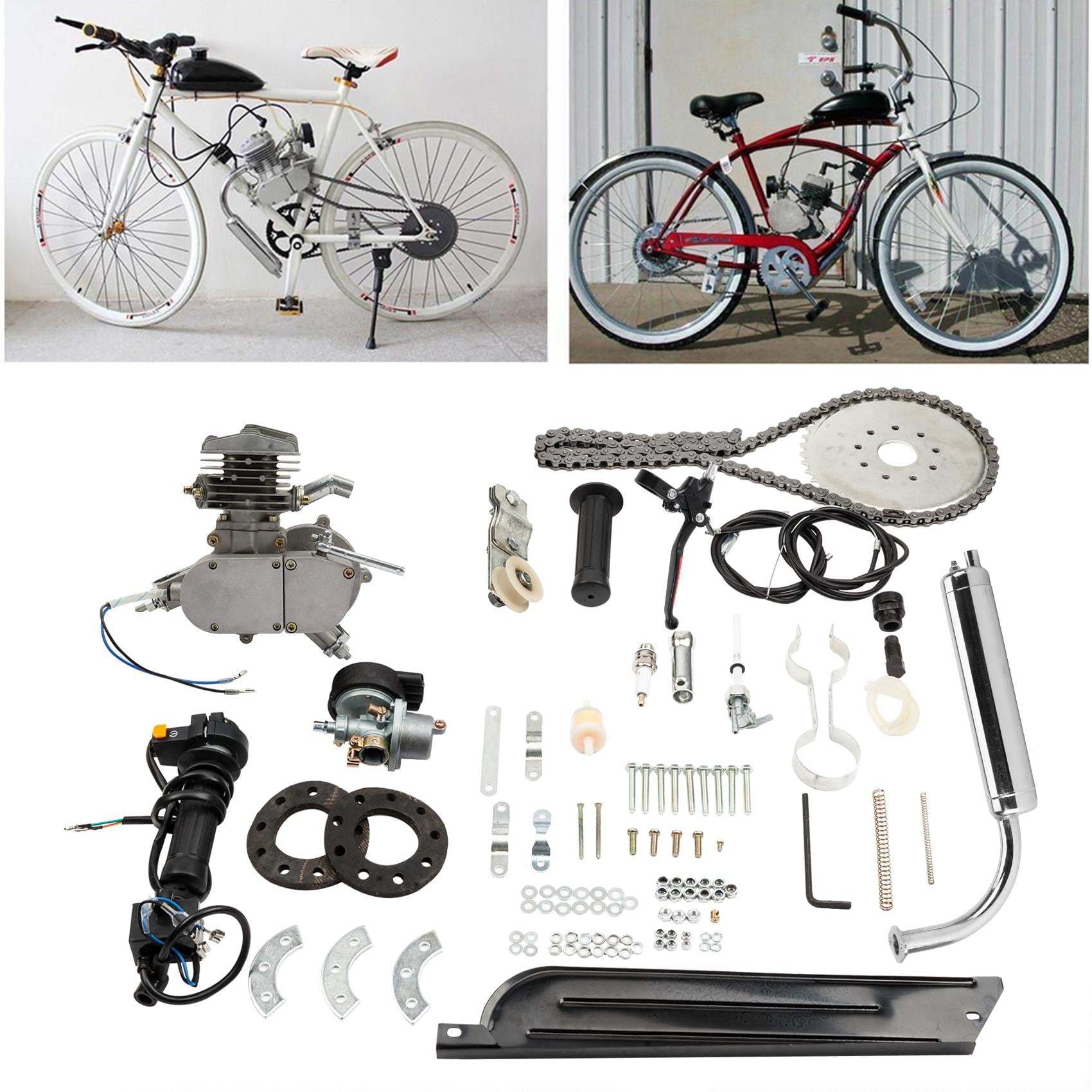 2025 80cc 2-Stroke Engine Bike Motor Kit for 26′′ Bicycles, Silver White