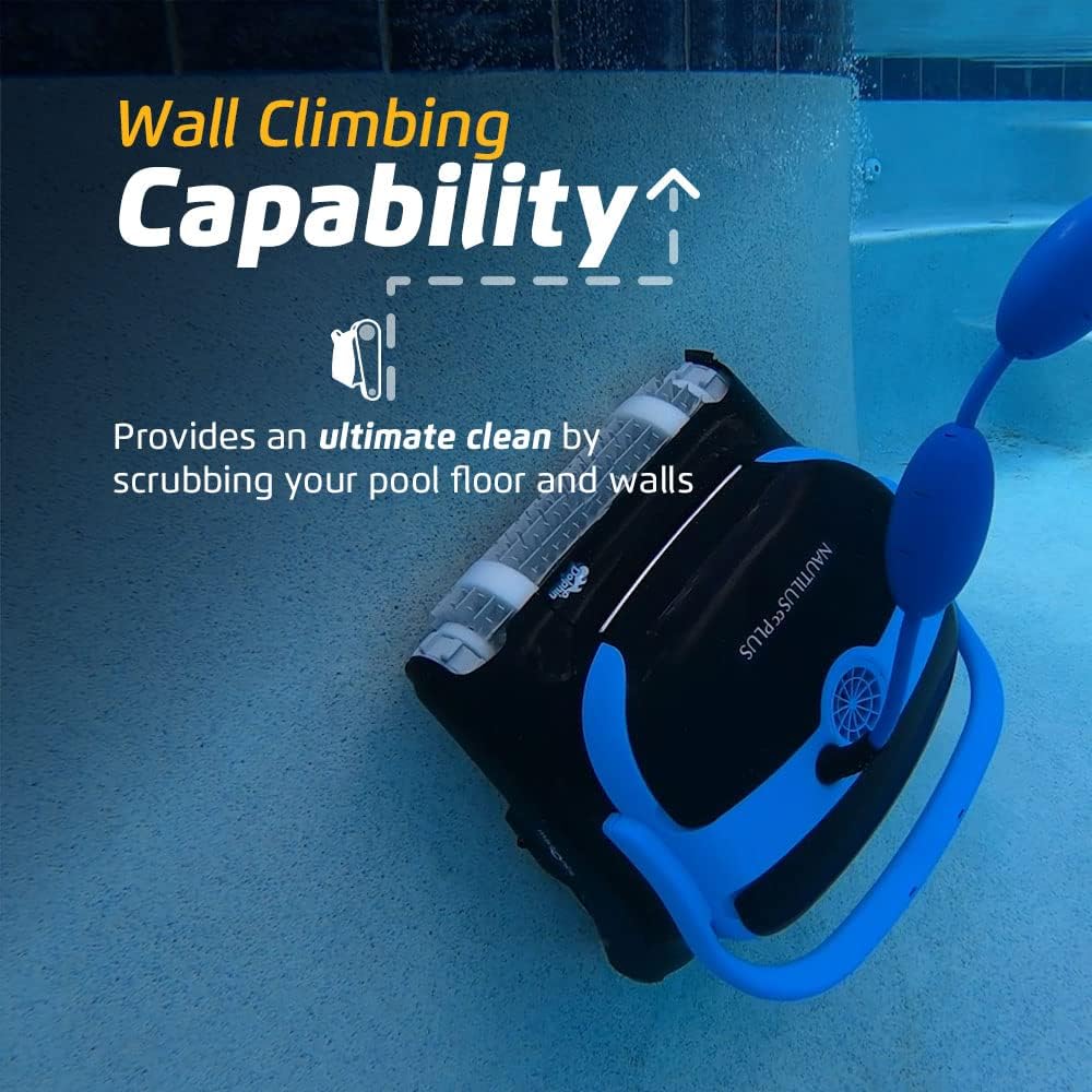 Dolphin Nautilus CC Plus Wi-Fi Automatic Robotic Pool Vacuum Cleaner, Always Cleaning, Never Charging, with Wall Climbing Scrubber Brush, Ideal for In-Ground Pools up to 50 FT in Length