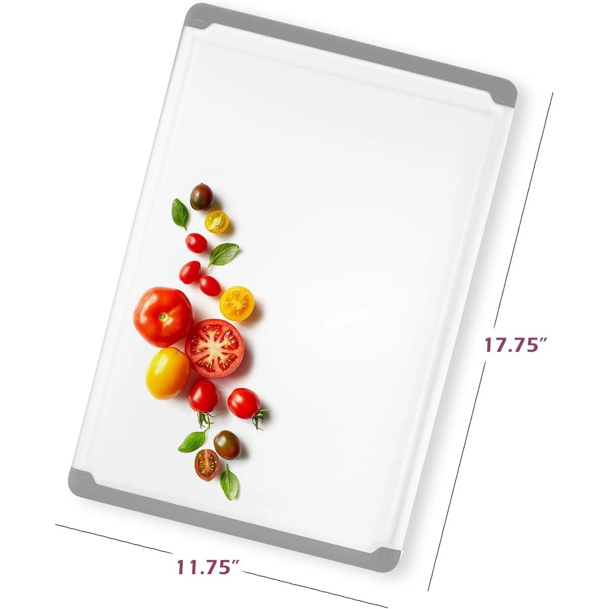 Plastic Cutting Boards - Large 18 x 12 Inch Rubber Cutting Board with Juice Grooves, Non-Slip, Dishwasher Safe Cutting Boards