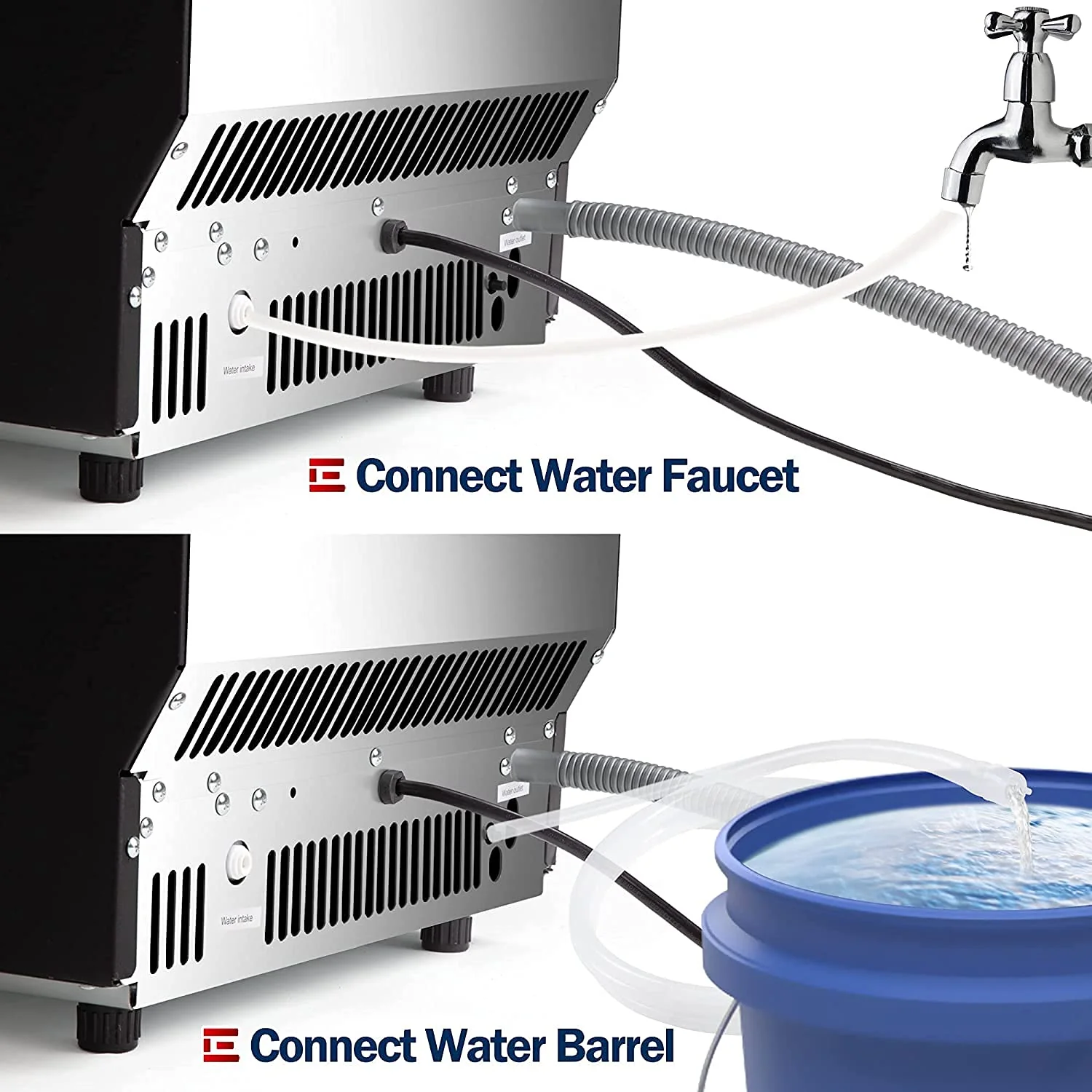 2025 Euhomy Commercial Ice Machine, 2 Way Water Supply 100lbs/24H Stainless Steel Under Counter ice Machine with 33lbs Capacity