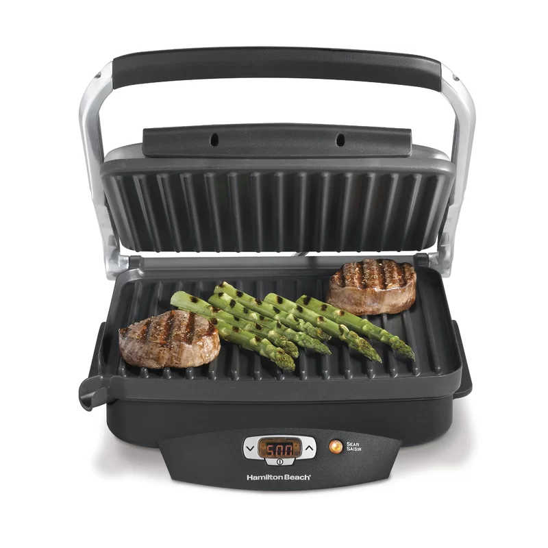 25331 Steak Lover s 100 sq. in. Black Indoor Grill with Lid