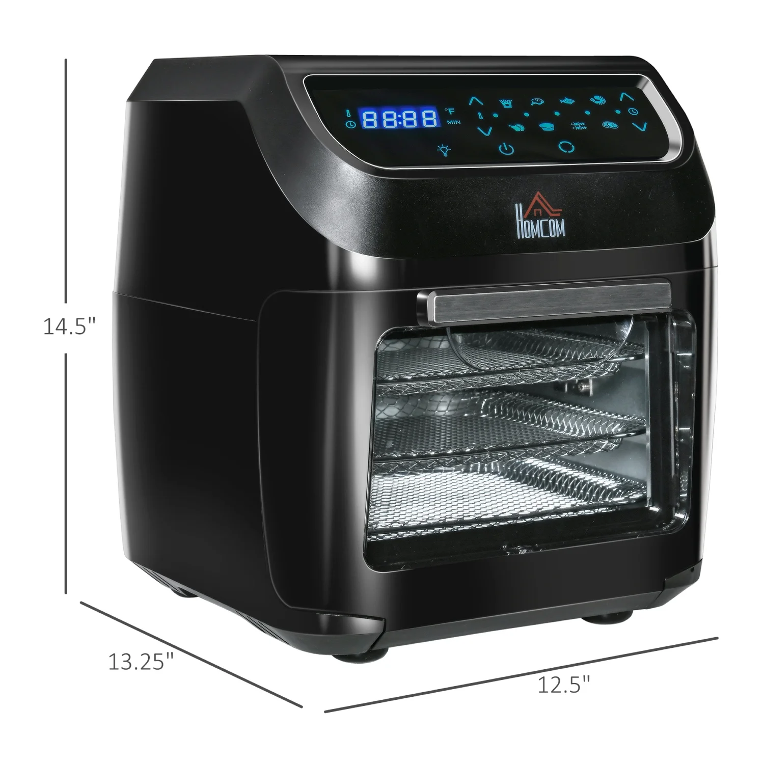 2025 12QT Air Fryer Oven Combo, 8-in-1, 1700W, LED Display, Black, Includes Accessories