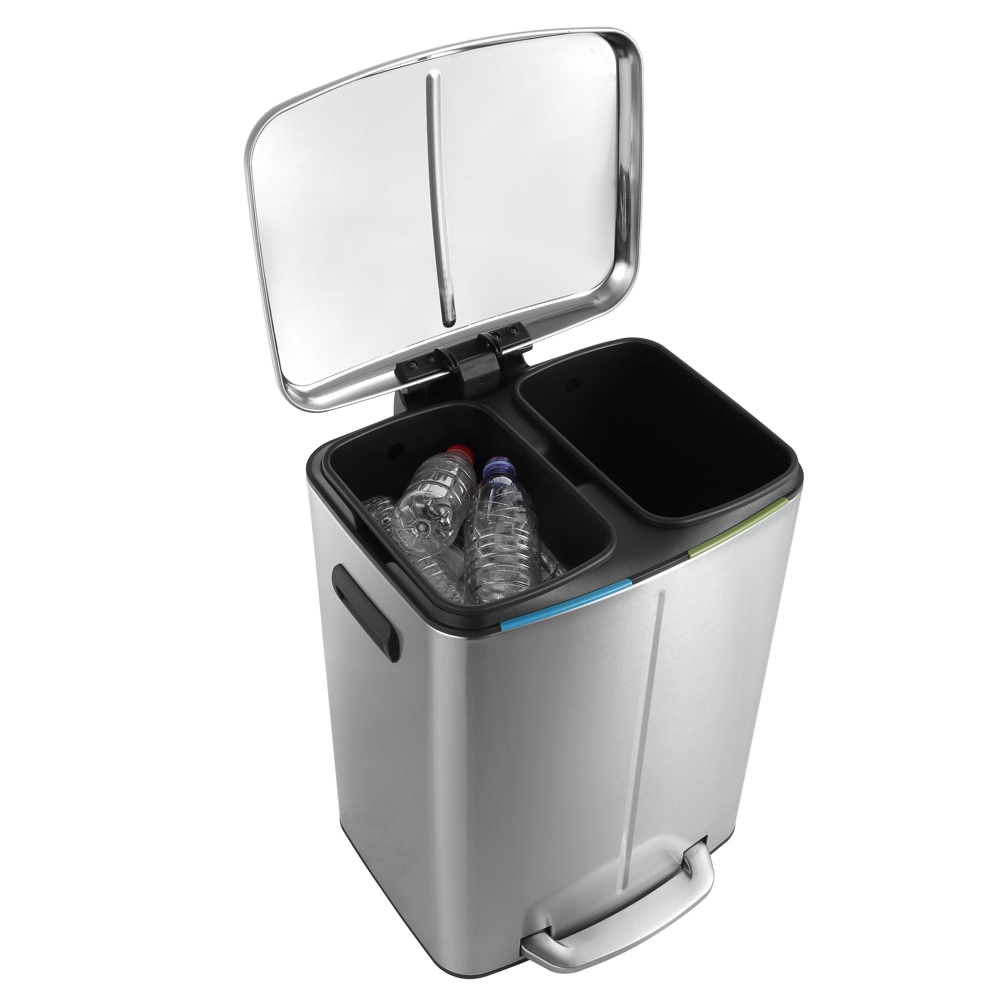happimess 10.6-Gallon Double Bucket Trash Can with Soft Close Lid