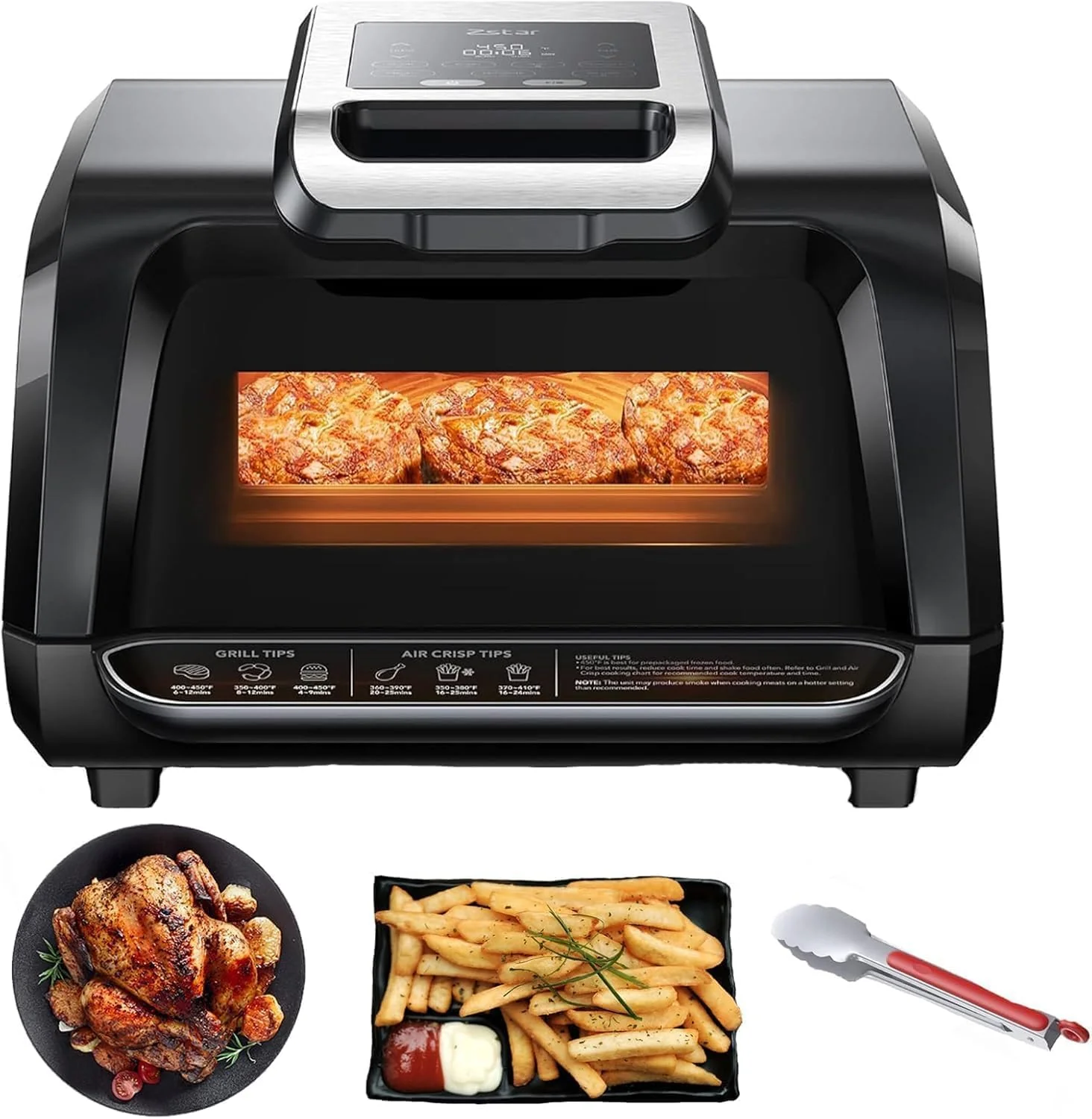Indoor Grill Air Fryer Combo with See-Through Window
